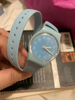 USED Swatch Lady Double Tour Watch in baby blue