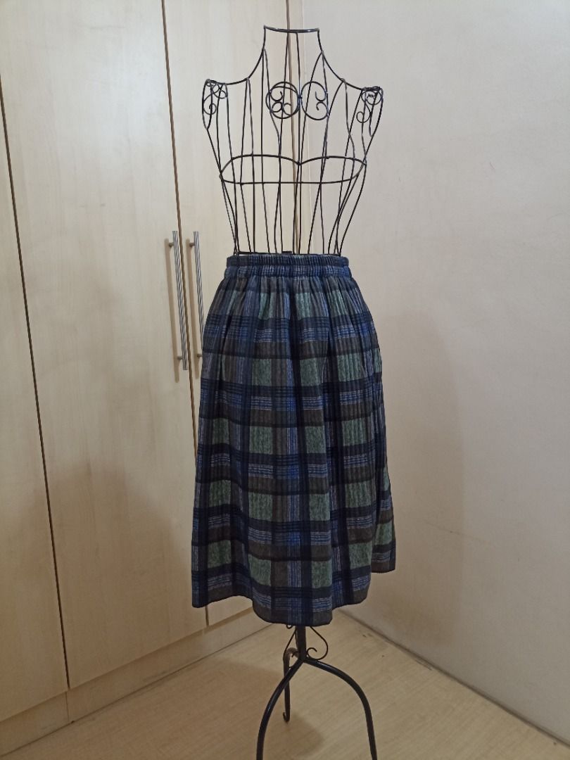 Vintage 1950s Plaid Cotton Pleated Full Skirt Size S, 41% OFF