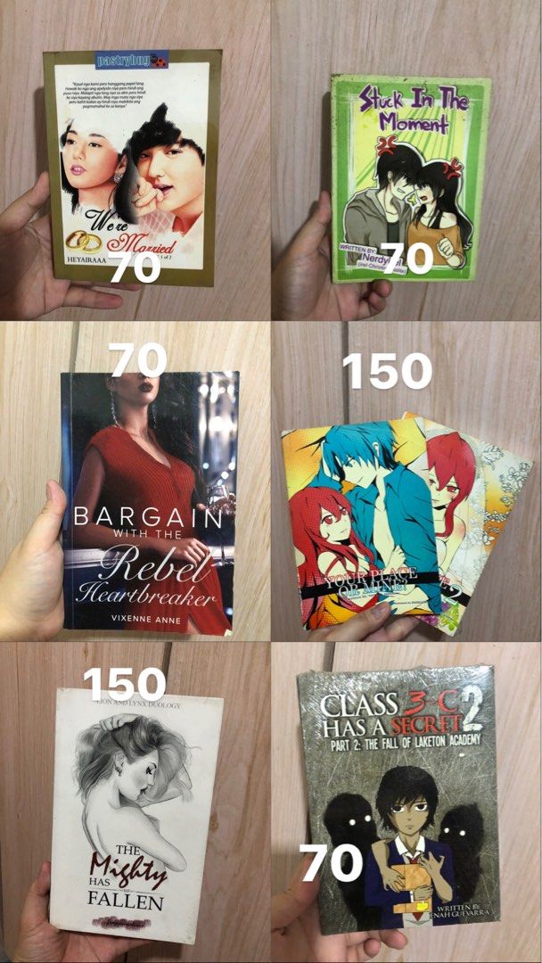WATTPAD BOOKS FOR SALE (Category: Storybooks) located in Marikina City. Submitted by qldkdzk (Listing ID 1264074377, Image 2). Description: BOOK DECLUTERRING Prices are on the photo already rfs: moving out Still negotiable specially if book bundles.