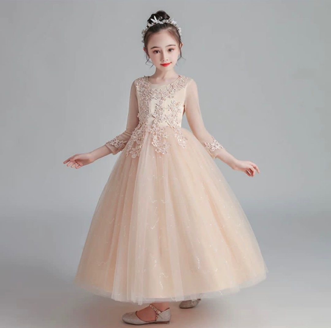 Amazon.com: Magicdress Princess Bow Long Girls Lace Dresses Kids Wedding  First Communion Tulle Ball Gown 57 White: Clothing, Shoes & Jewelry