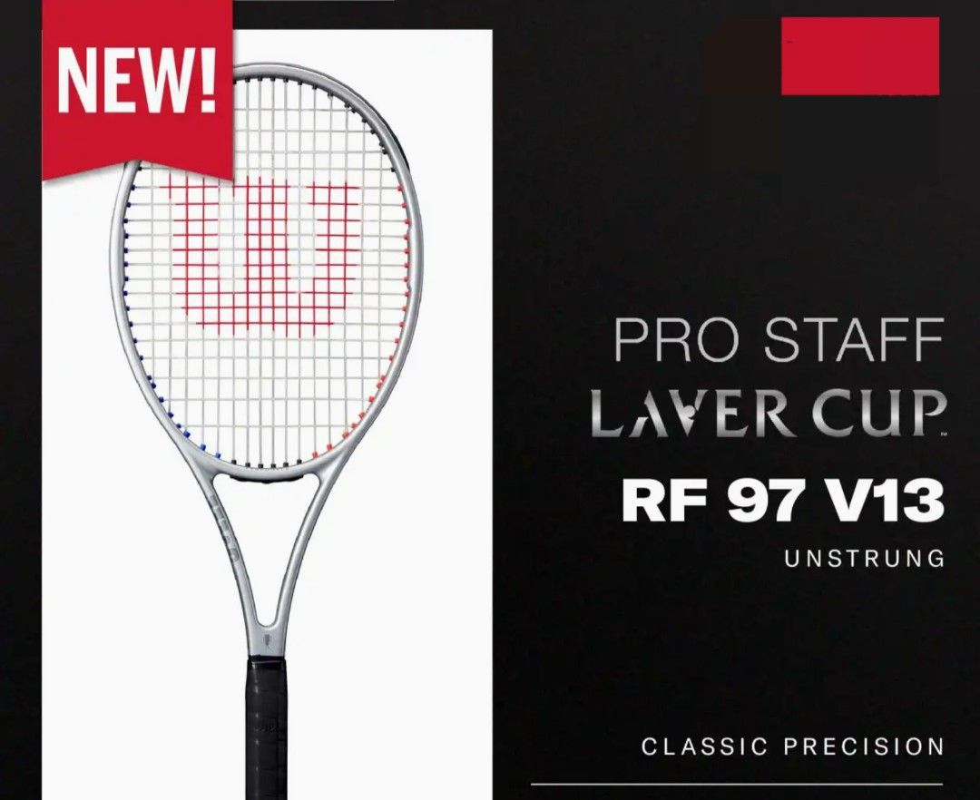 Wilson Pro Staff RF 97 v13 Laver Cup Silver Tennis Grip3 (Prestrung)