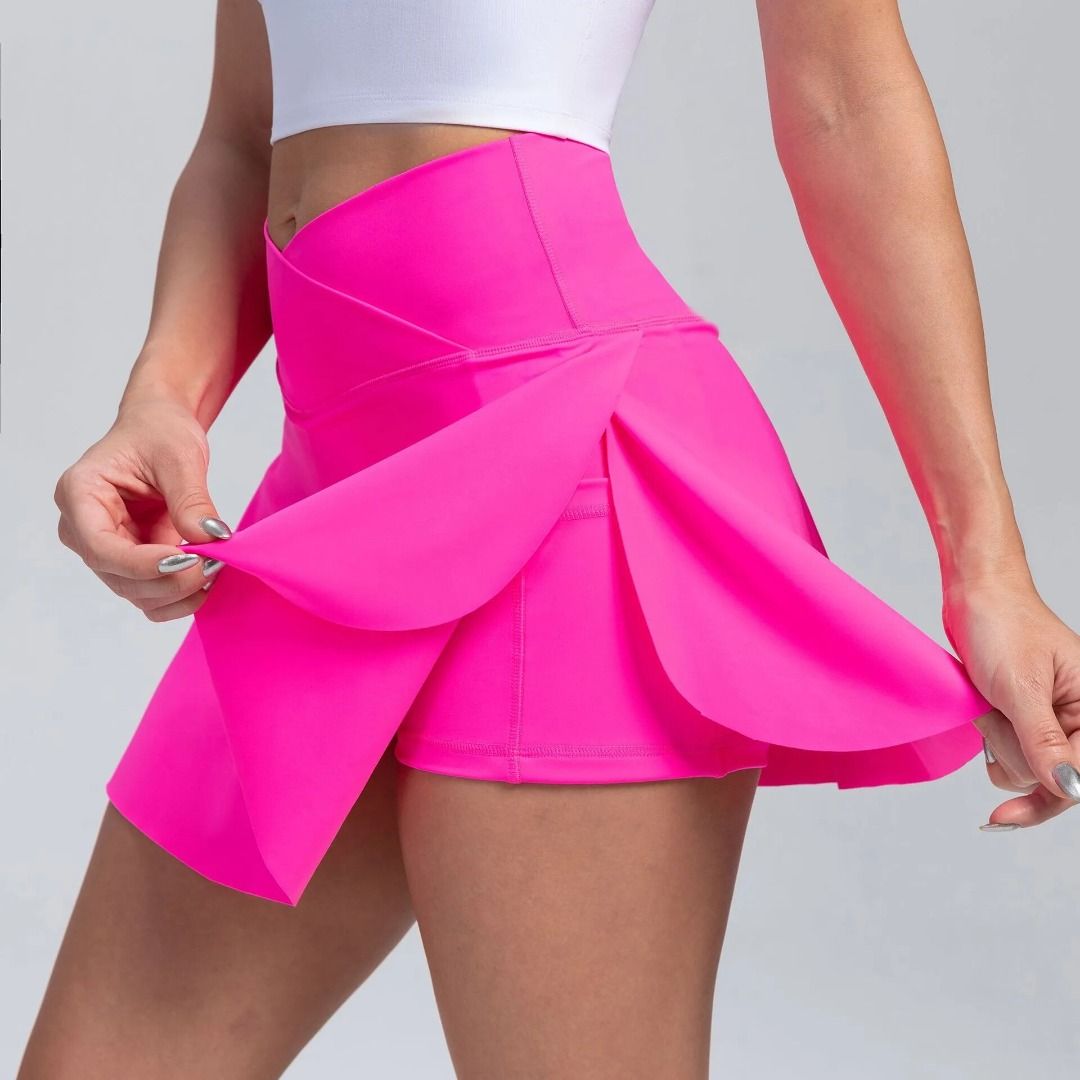 Women Sports Short Skirt 2 in 1 Yoga Shorts Side Fork Fitness Running Tennis Badminton Anti Exposure Skirt Gym Sportswear Carousell