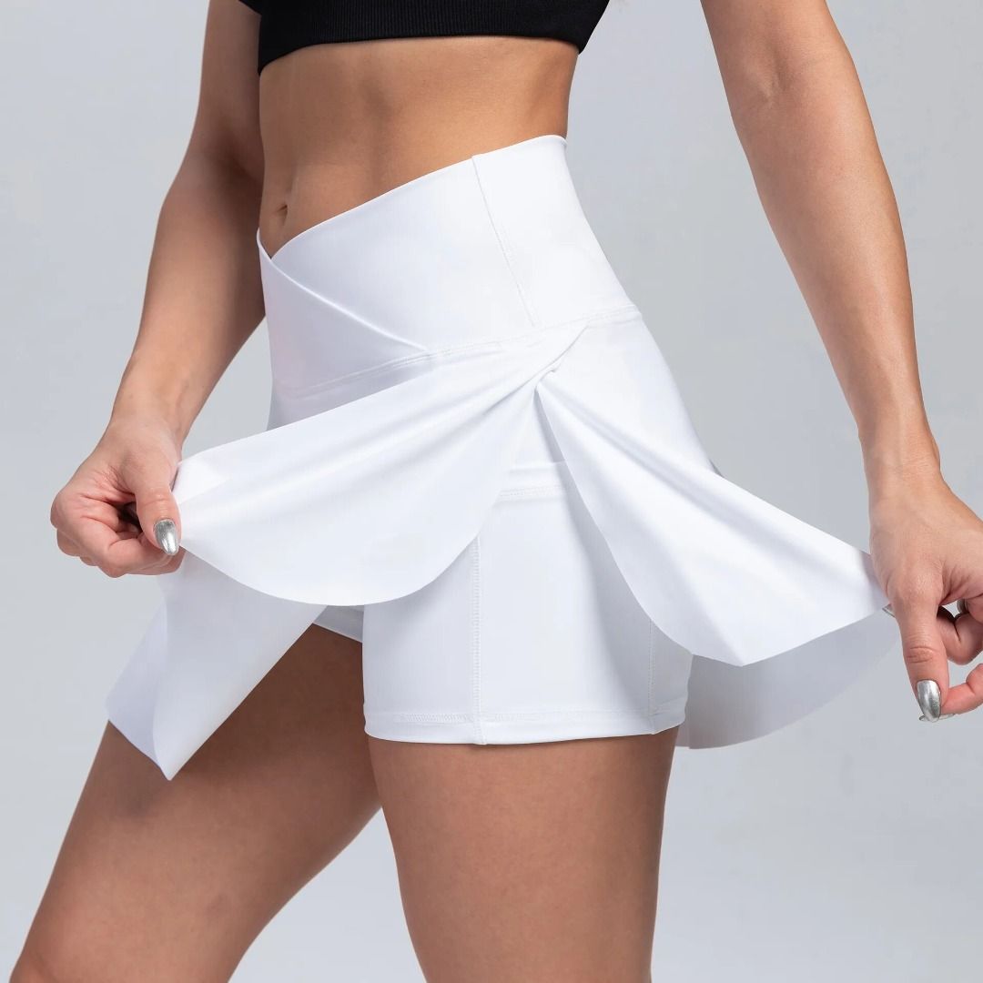 Women Sports Short Skirt 2 in 1 Yoga Shorts Side Fork Fitness Running Tennis Badminton Anti Exposure Skirt Gym Sportswear Carousell