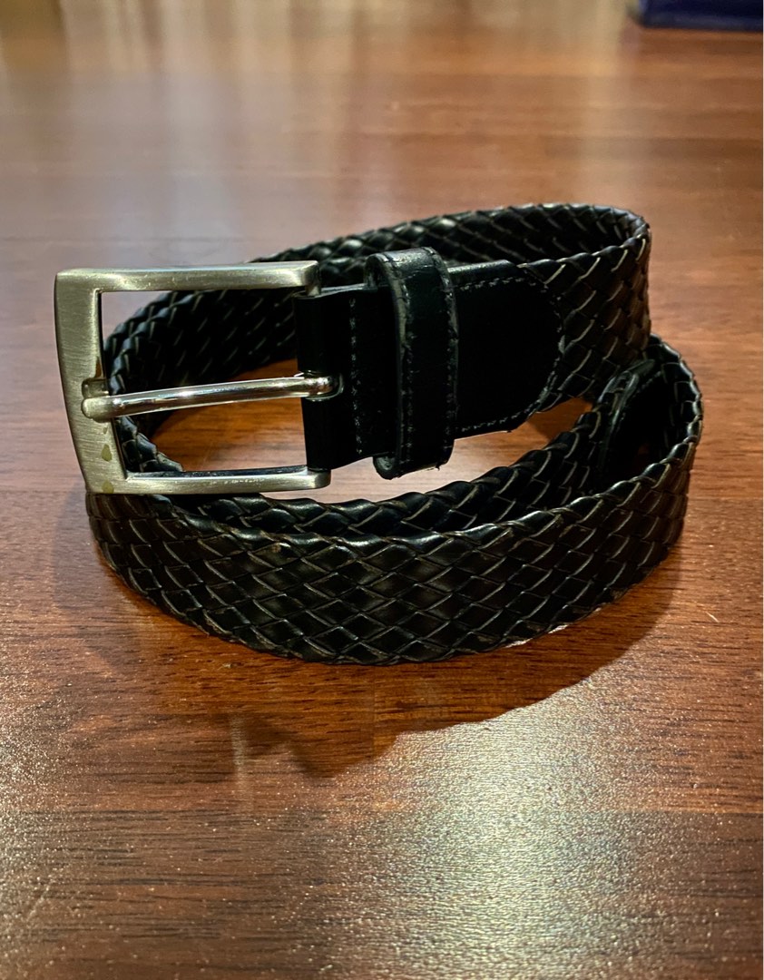 Woven Braided Leather Belt (Unisex | Black), Men's Fashion