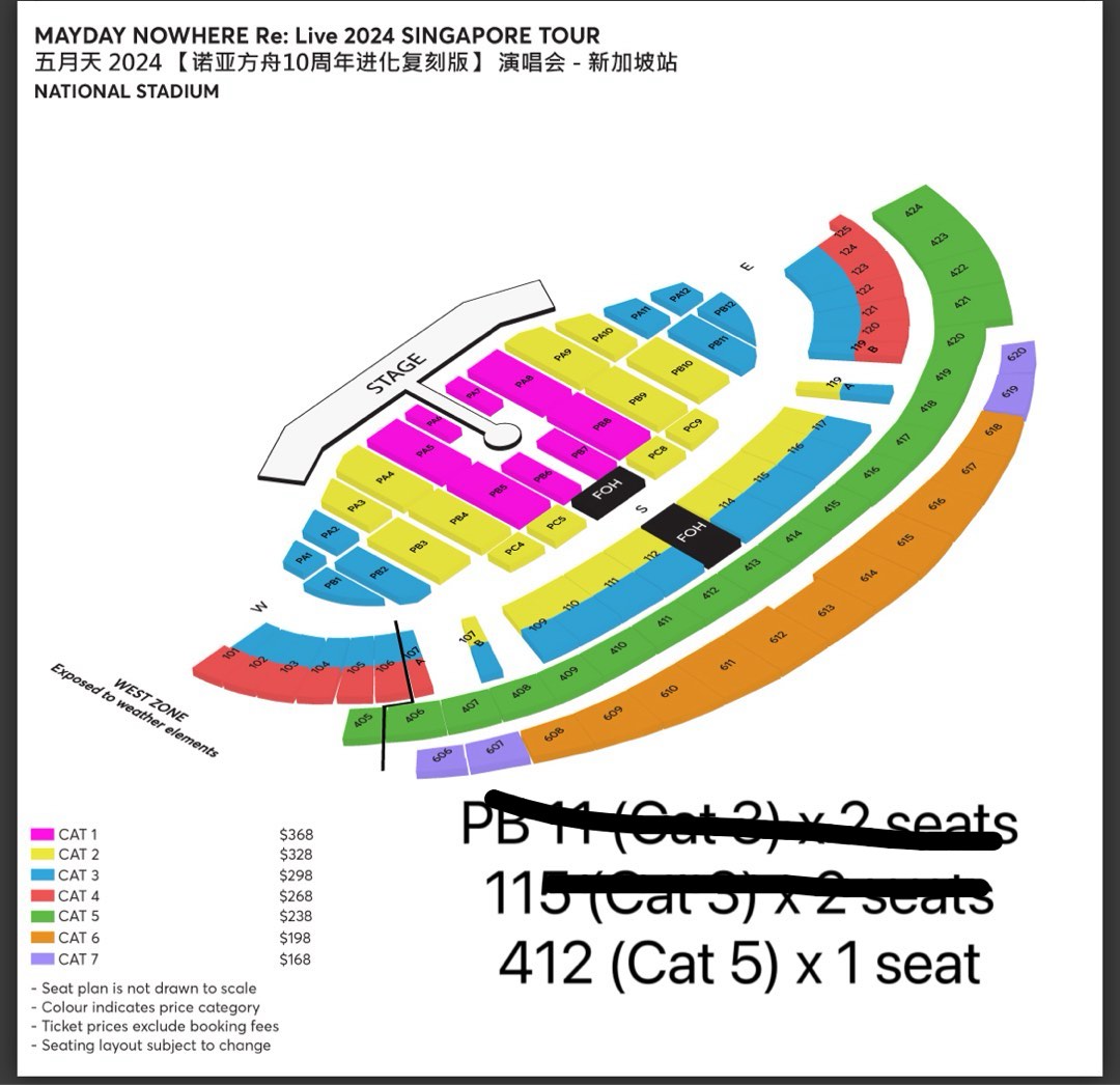 WTS 13/1/24 Mayday nowwhere 2024 concert original price, Tickets