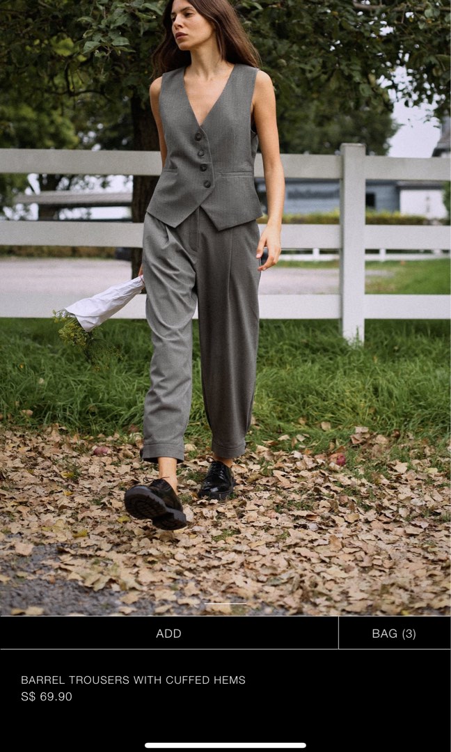BNWT Zara barrel trousers with cuffed hems Women s Fashion