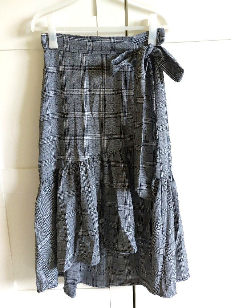 Zara Prince of Wales Check Wrap Skirt
