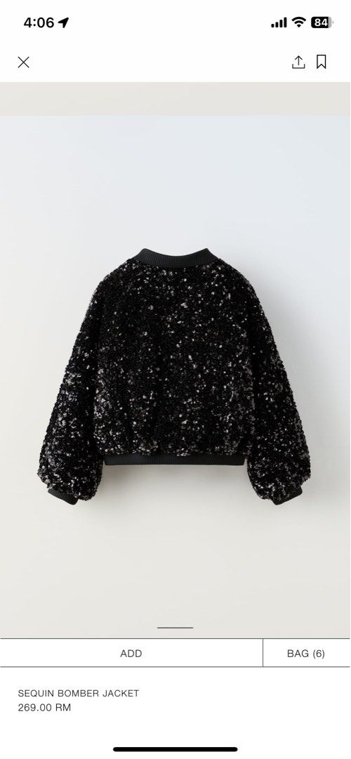 Zara sequin bomber jacket sale