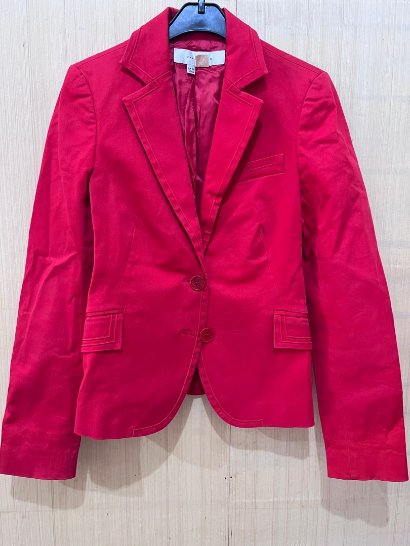 ZARA Woman Red Blazer, Women's Fashion, Coats, Jackets and Outerwear on