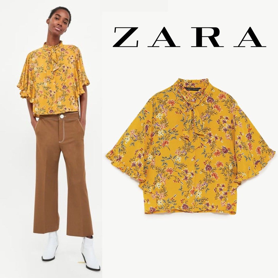 Yellow zara blouse hotsell