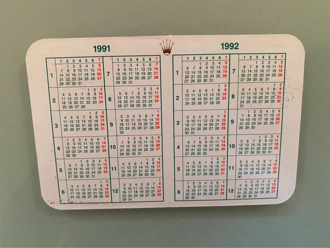 Rolex hot sale calendar card