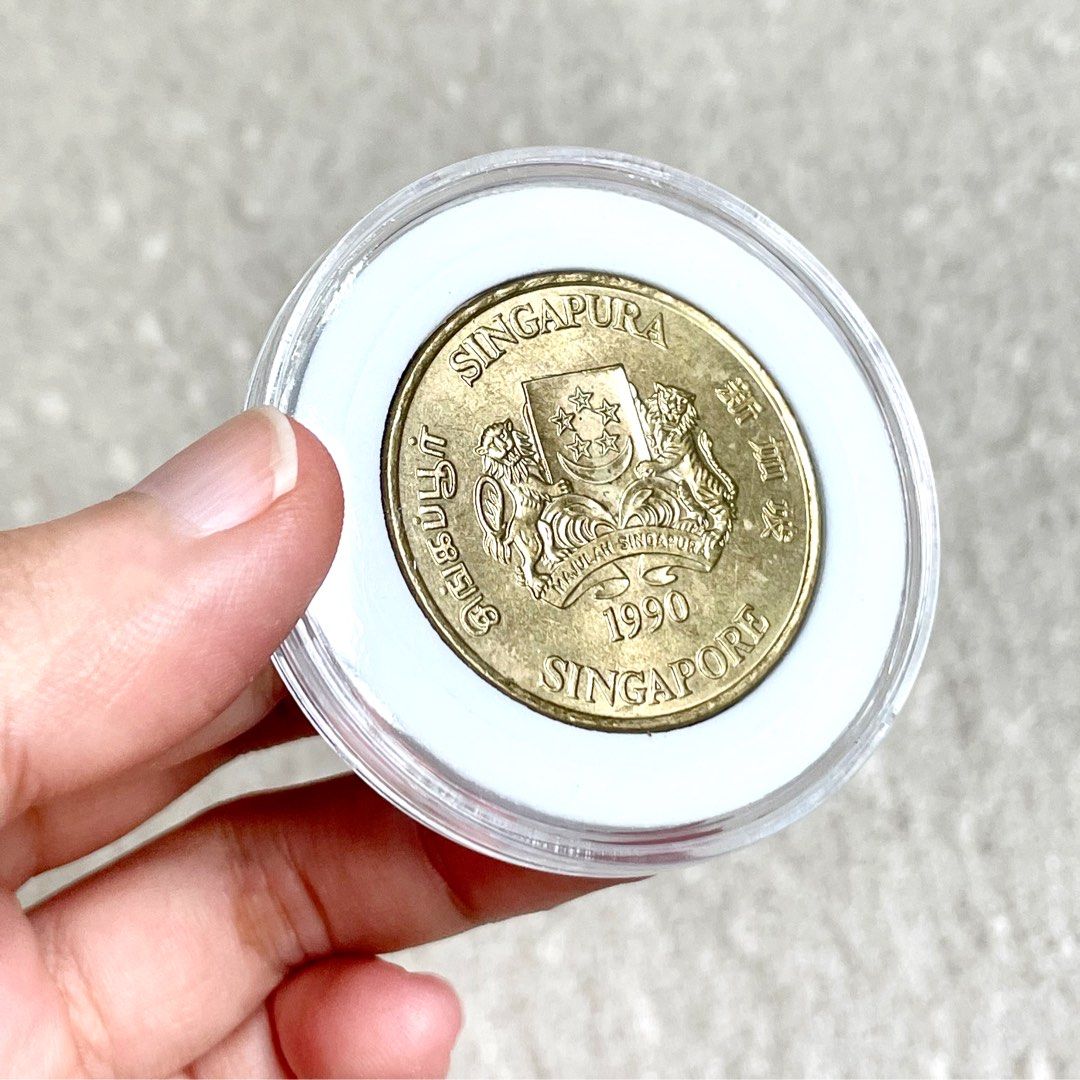 1990 Singapore $5 Coin - 25 Years of Independence In Original