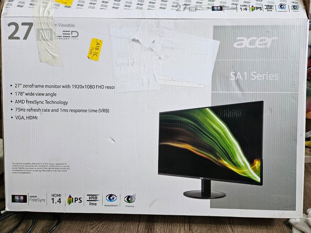 Acer SA1 Series PC Monitor 27 Inches, Computers & Tech, Parts