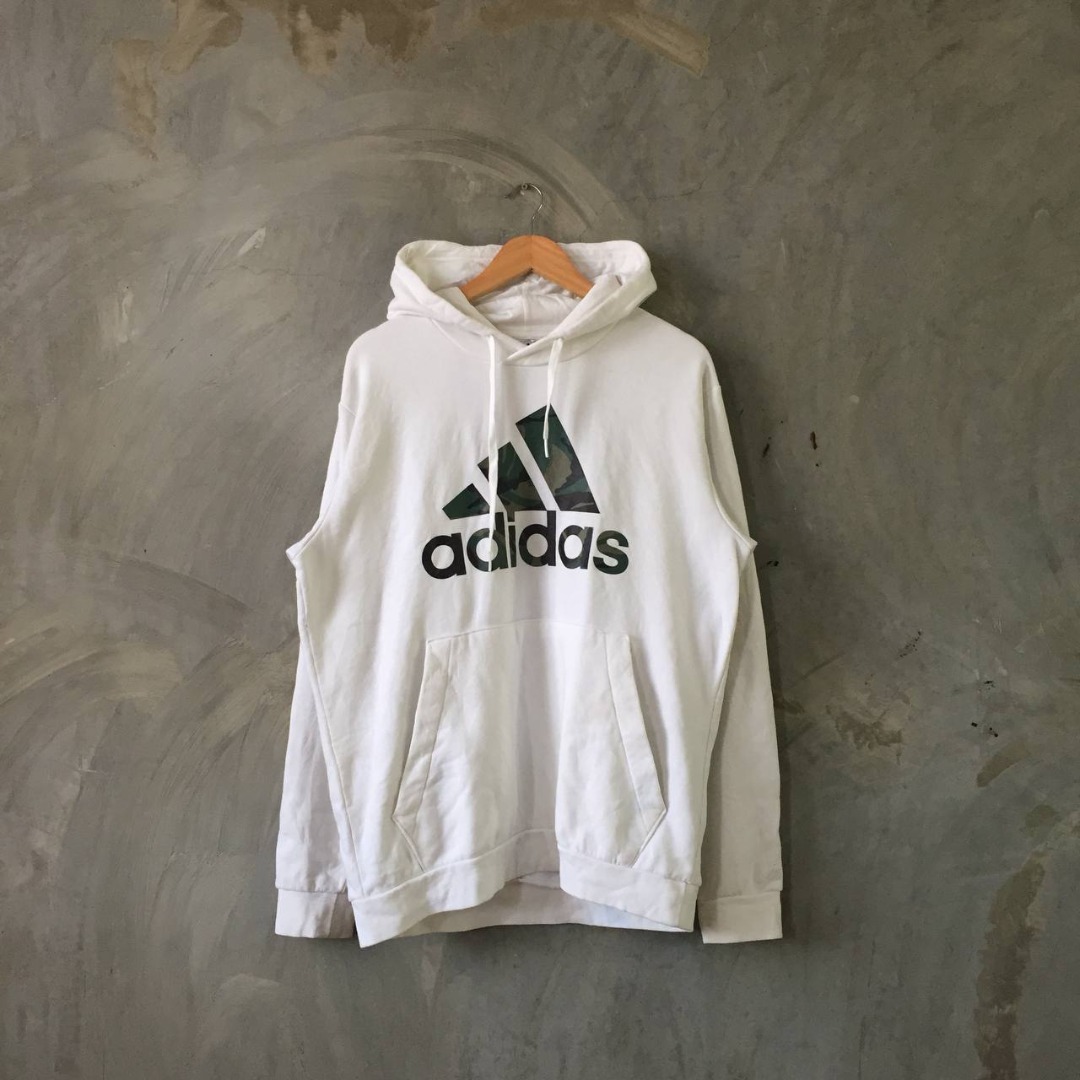 Adidas White Hoodie, Men's Fashion, Coats, Jackets and Outerwear on