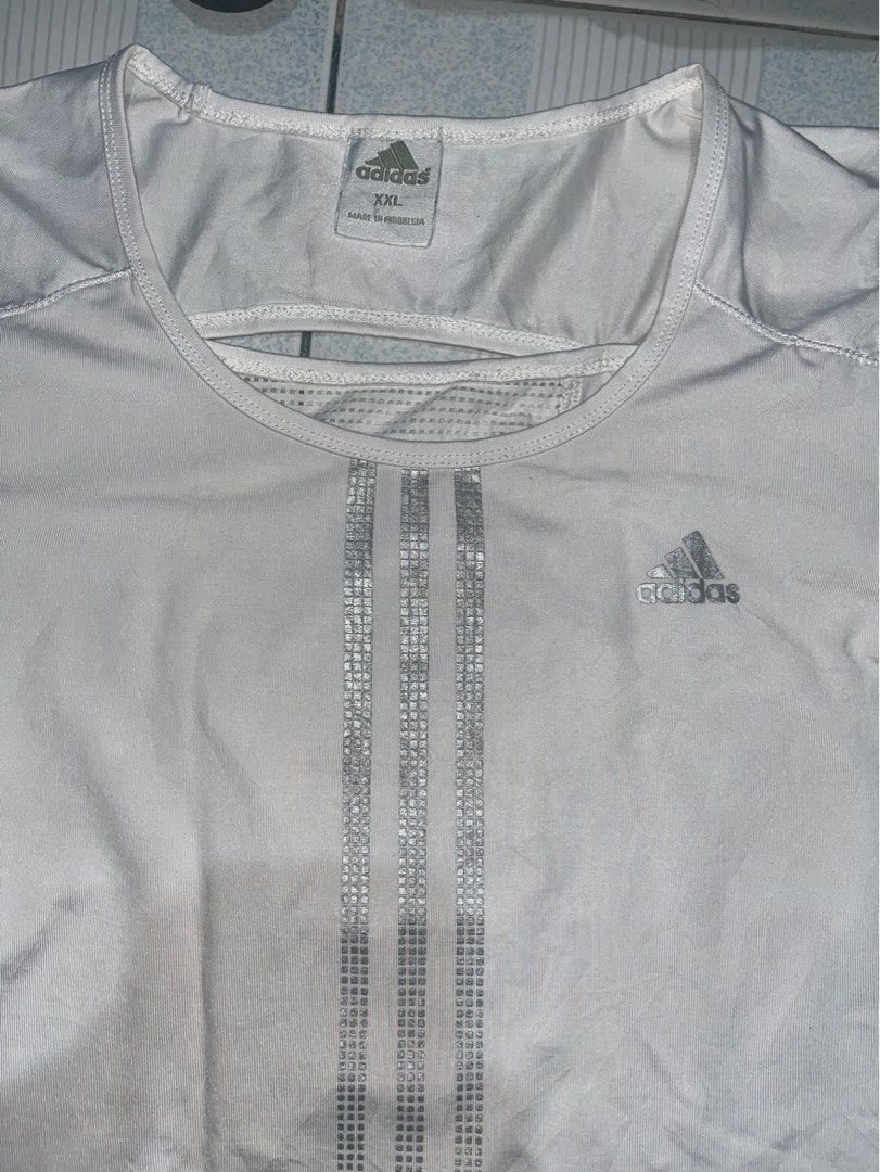 ADIDAS White Mesh Activewear Top (Category: Activewear) located in Magalang. Submitted by mtgons (Listing ID 1264116654, Image 2). Description: ADIDAS White Mesh Top - XXL on tag, but fits XXS, XS, S - Barely used, like new - Good for working out as it has a mesh feature on the back - Authentic adidas, price is negotiable.