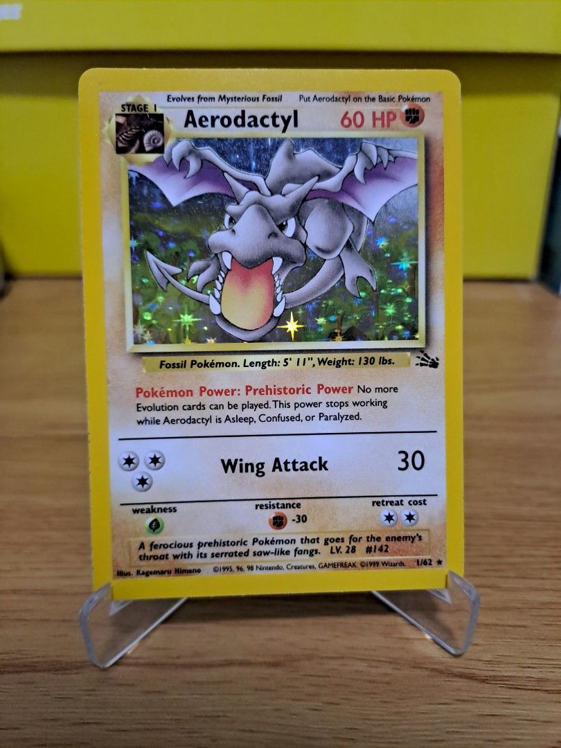 Pokémon 1st Edition Fossil Aerodactyl Holo 1/62 Rare Vintage