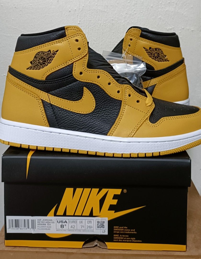 Nike air jordan 1 retro mid black discount yellow swoosh