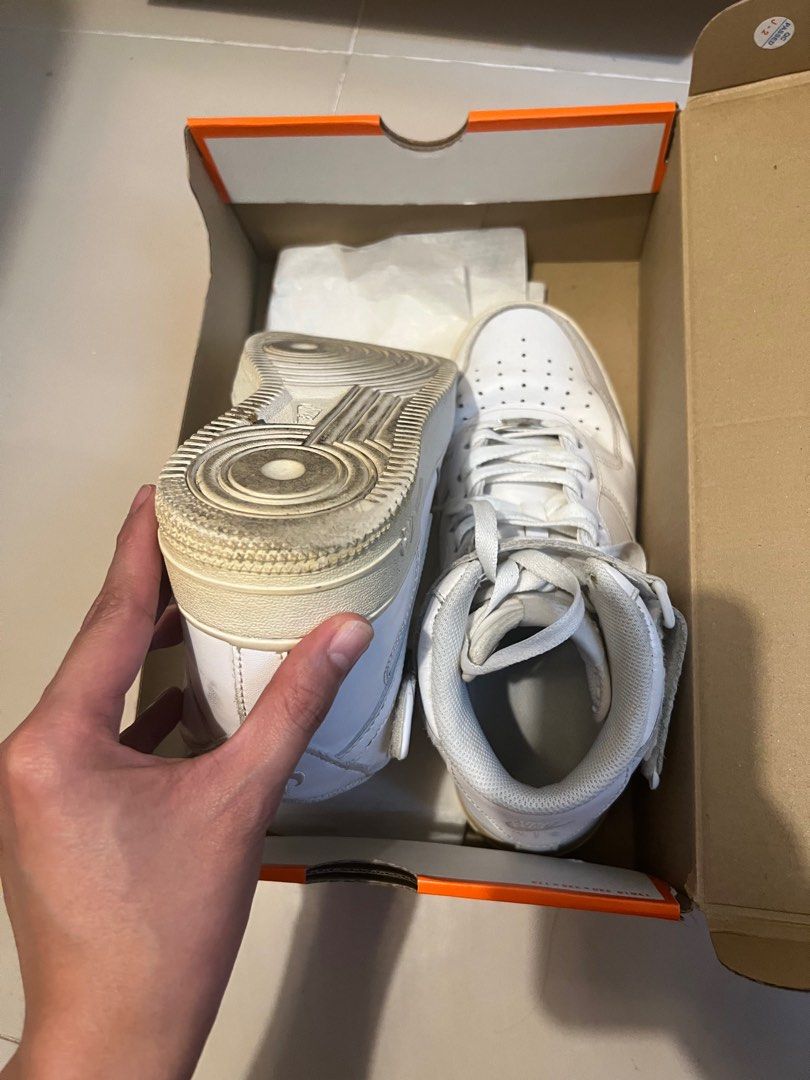 AIRFORCE 1 Mid Cut (Category: Sneakers) located in Makati City. Submitted by ongoing1 (Listing ID 1264159643, Image 2). Description: Slightly used. Just Used 3-4 times Not a fan of Mid Cut RFS: Decluttering - di ko na sinusuot, Shipping will be shouldered by the buyer Negotiable..
