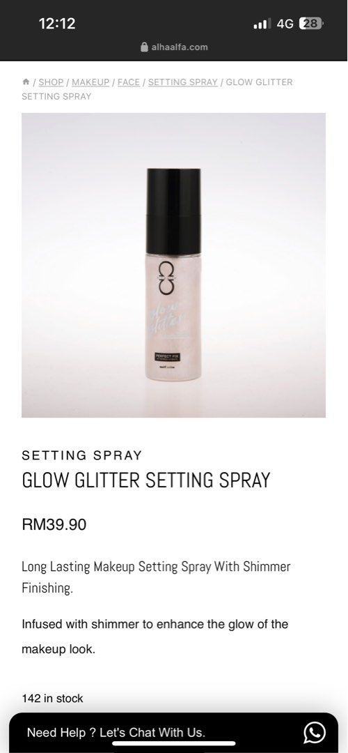 Alha Alfa Shimmer Setting Spray, Beauty & Personal Care, Face, Makeup