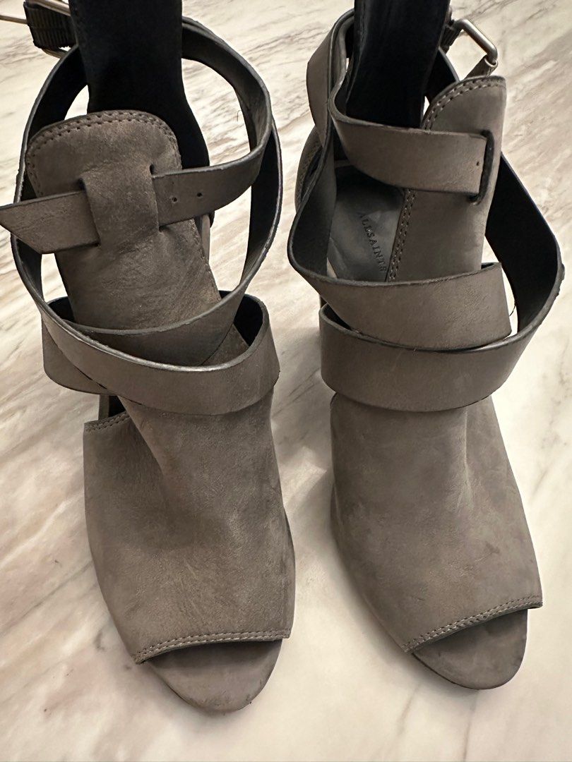 All saints grey heels Women s Fashion Footwear Heels on Carousell