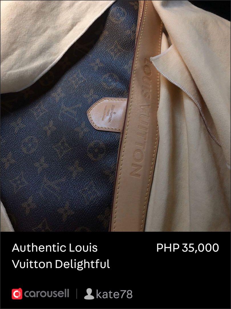AUTHENTIC LOUIS VUITTON DELIGHTFUL (Category: Luxury Bags & Wallets) located in Makati City. Submitted by kate78 (Listing ID 1264128672, Image 1). Description: RUSH RUSH RUSH Super discounted Size: MM GUARANTEED AUTHENTIC WITH DUSTBAG NO OTHER INCLUSION.