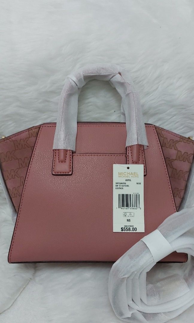 Authentic Michael Kors Avril Small Top Zip Leather Satchel (Category: Luxury Bags & Wallets) located in Quezon City. Submitted by KatieAnn (Listing ID 1264110553, Image 2). Description: 🇺🇲💯Original/Authentic/Brandnew💯🇺🇲 Color: Rose Material: Leather/Suede 👜Pale gold-tone hardware 👜 Exterior details: detachable crossbody strap, back slip pocket 👜 Interior details: back and front slip pockets 👜Top zip closure 📐 12.25"W X 7.5"H X 5.25"D ✅