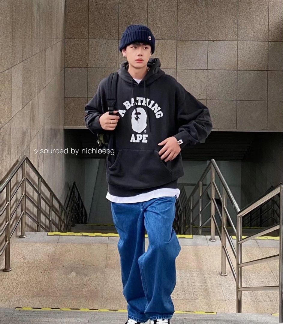 BAPE COLLEGE OVERDYE PULLOVER HOODIE Men s Fashion Tops Sets