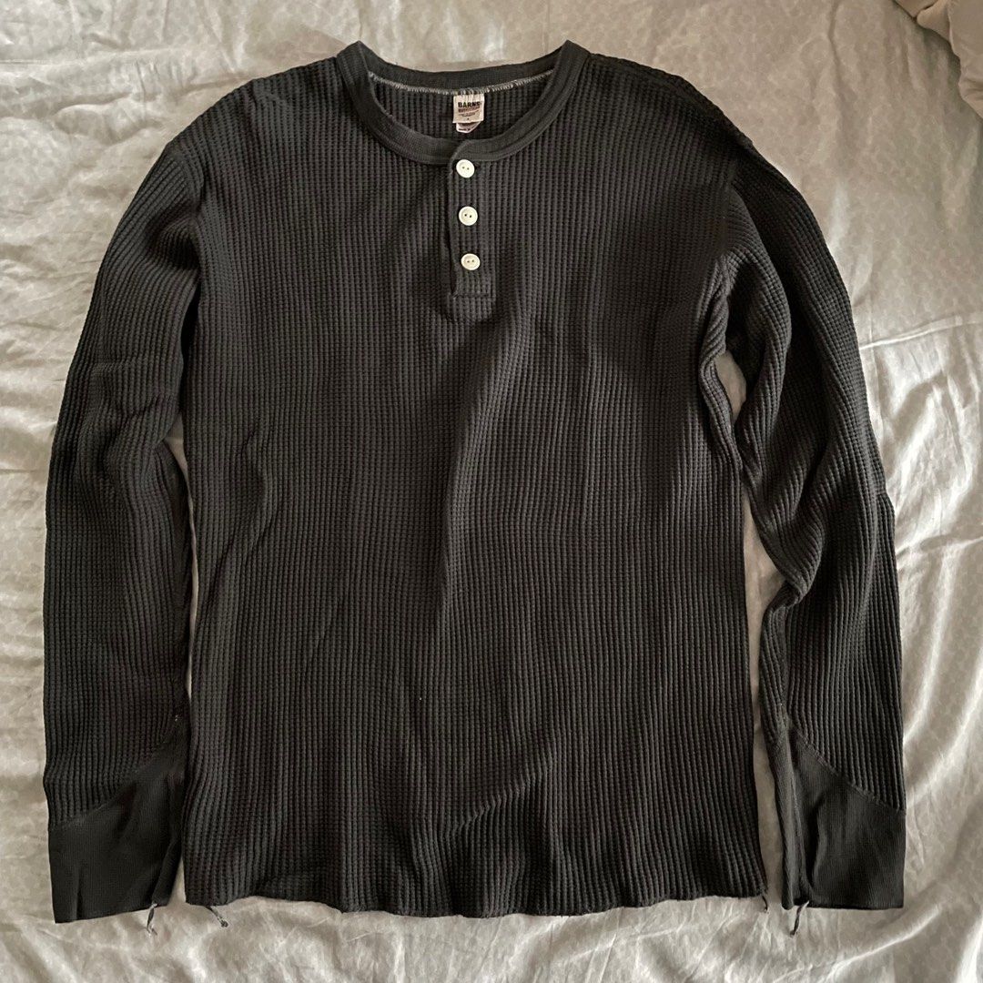 🇯🇵 Barns Outfitters Waffle Sweatshirt Heavyweight Henley Henry