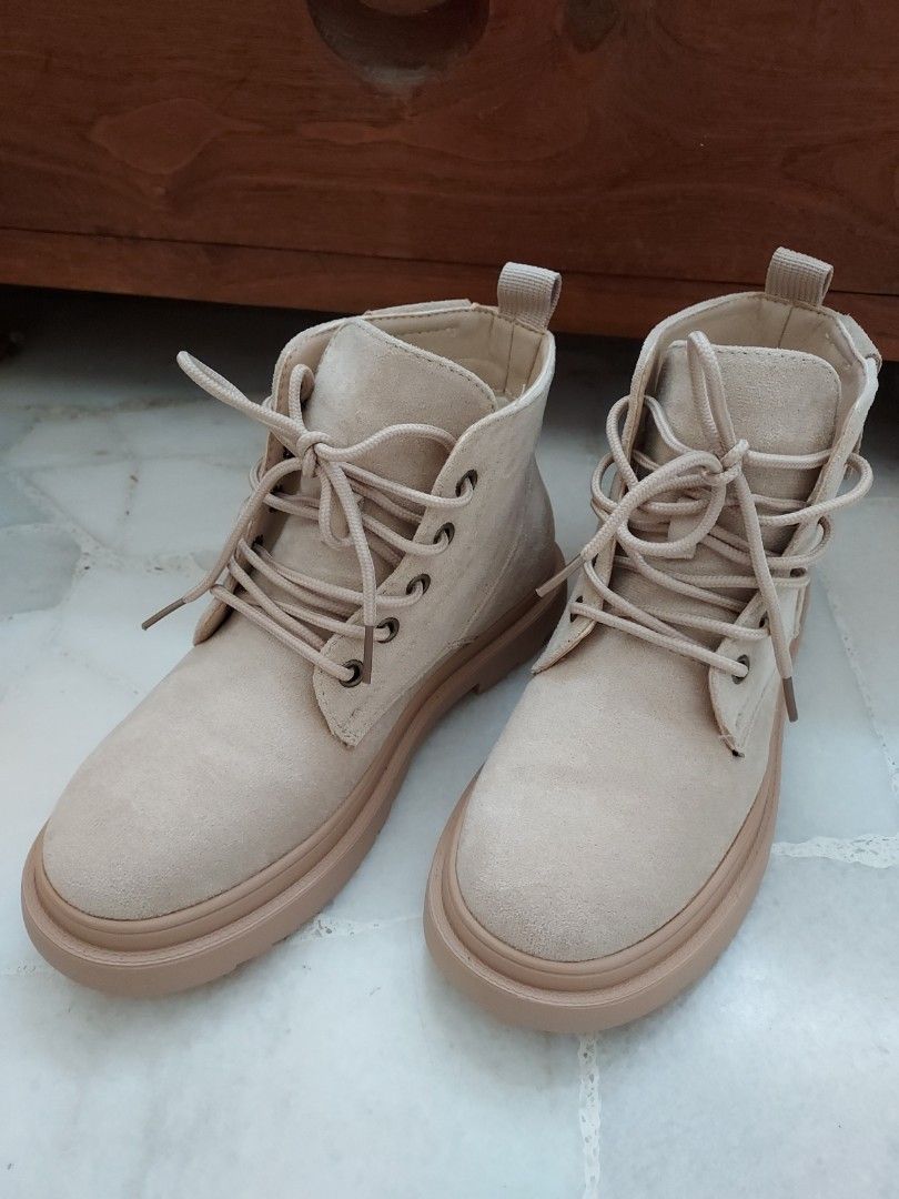 Beige Velvet Warm Lining Boots Women s Fashion Footwear Boots