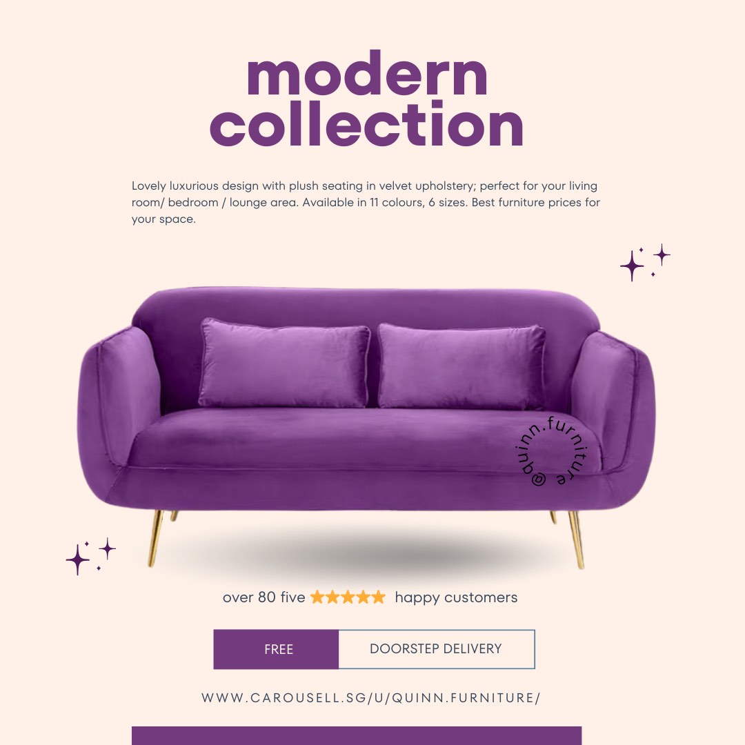 [BRAND NEW] customer reviews sleek Velvet luxury sofa family set 4