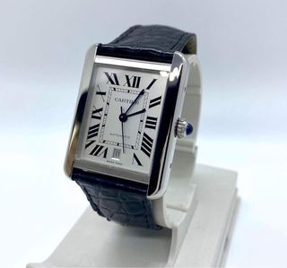 Cartier Tank Solo Large Ref. 3169 Stainless Steel Silver Roman Dial Quartz Mens Watch.27mm