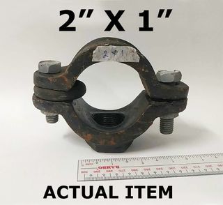 CAST IRON SADDLE CLAMP 2" X 1" FOR WATER DISTRICT --------------------------------------- 2" X 1"