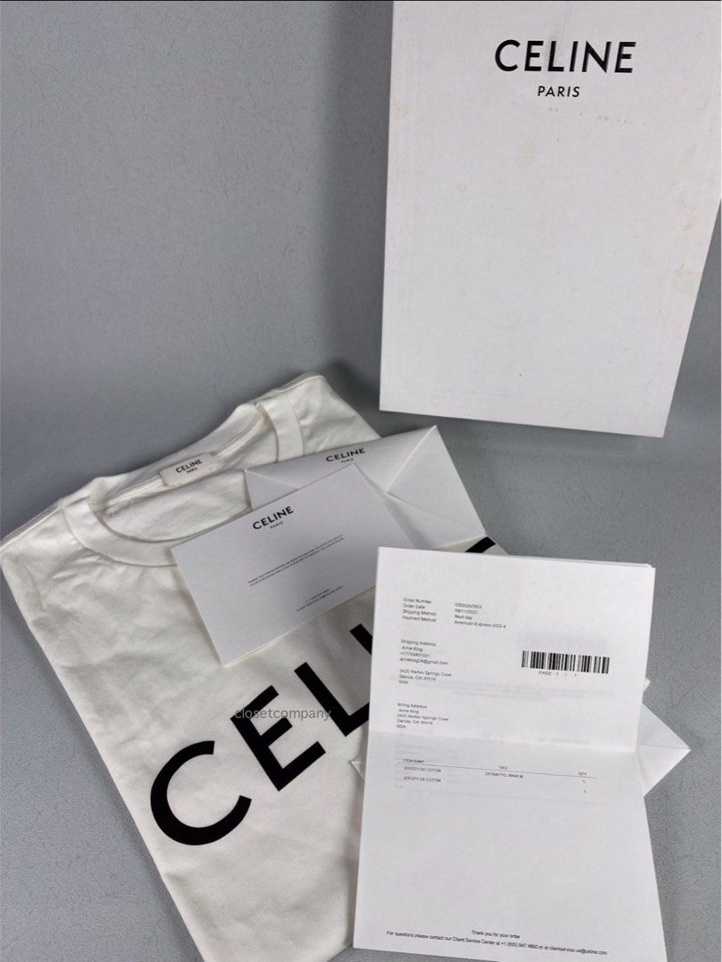 Loose Celine T-Shirt in Jersey - White - Size : Xxs - for Men