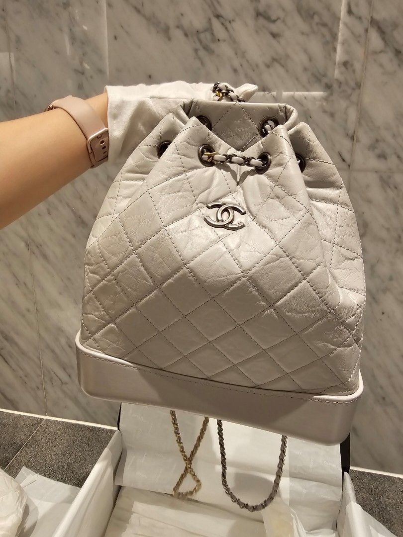Chanel gabrielle backpack light gray medium size