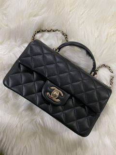 Chanel Black Chevron Lambskin Classic Square Flap Mini Q6B1PJ1IK9002