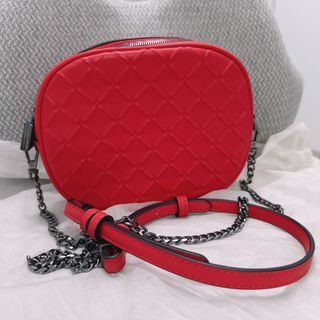 Charles & Keith Red Sling Bag with Gunmetal colour chain