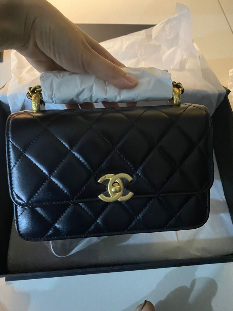 Chanel Mini Flap Bag AS3456 Black in Lambskin Leather with Gold