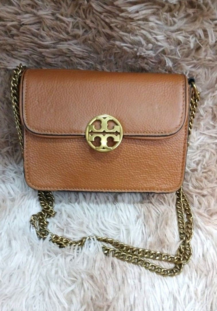 CHELSEA TORY BURCH BROWN CHAIN CROSSBODY BAG