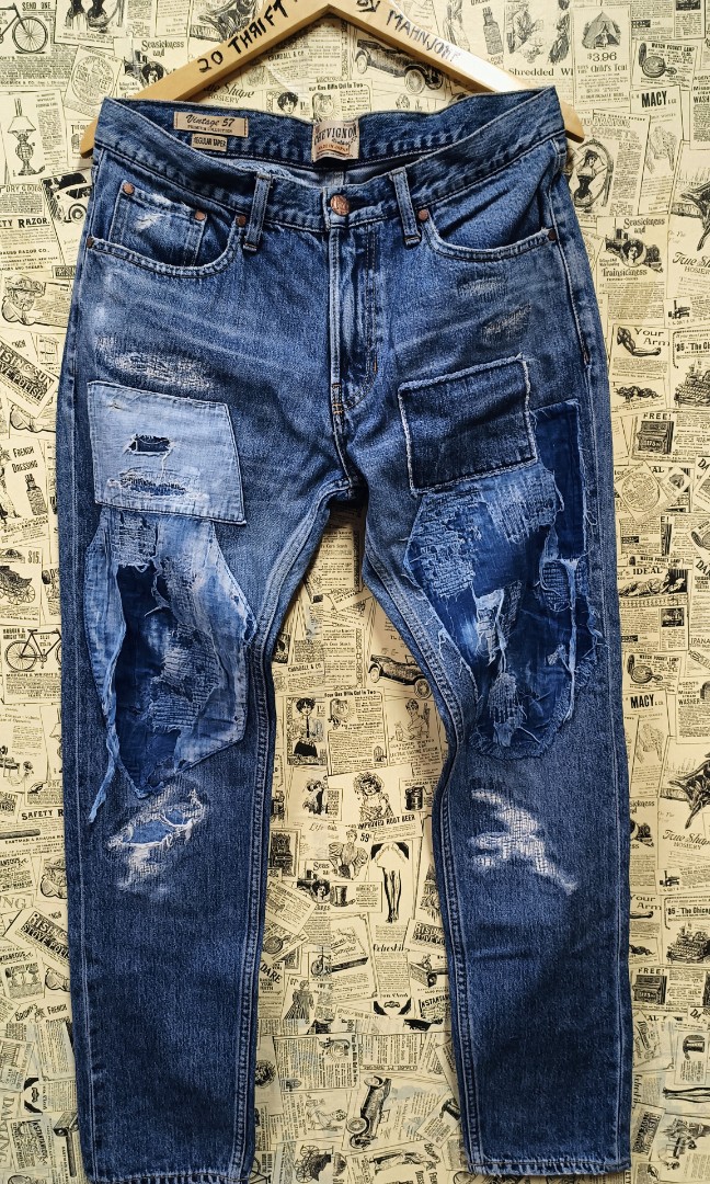 chevignon vintage 57 distressed jeans, Men's Fashion, Bottoms, Jeans on ...