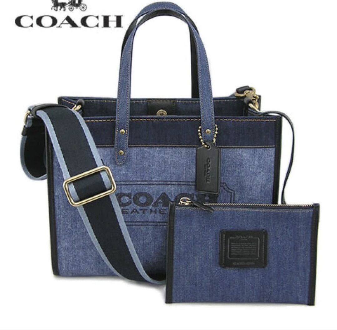 Coach field tote 30 denim deals