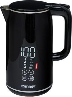 Cornell 1.7L Smart Digital Display Kettle, Cool Touch Body, Stainless Steel Interior CJKE170DS, Black