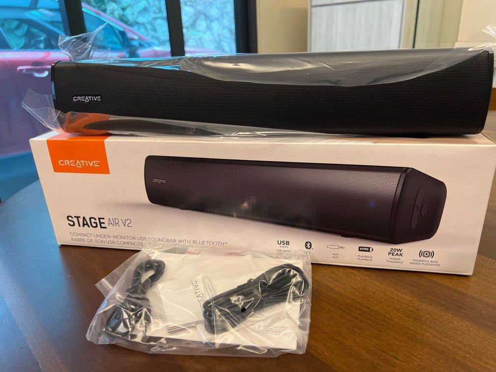 Creative Stage Air V2 - Compact Under-monitor USB Soundbar with