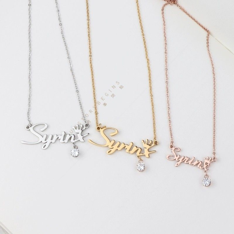 Customised name necklace with crystal Women s Fashion Jewelry