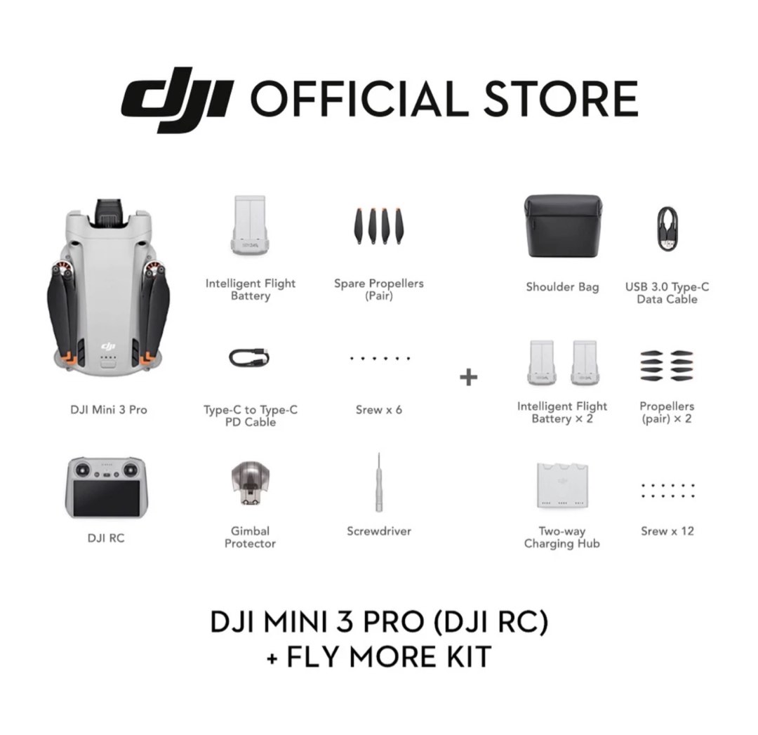 Original Mini 3 Pro Fly More Kit for DJI Mini 3,Original Accessories  (General version Battery life 34-min)