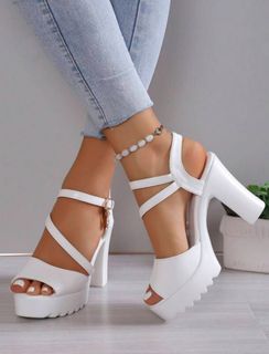 White high discount heel platform shoes