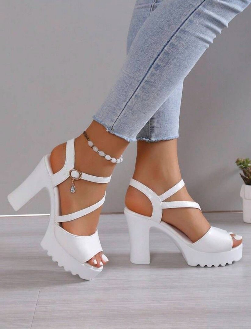 White thick hotsell strap sandals