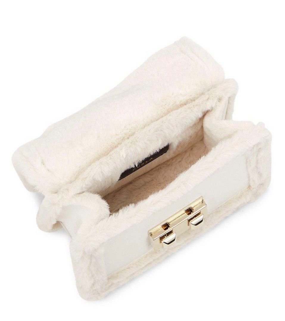 Furla mini white fur bag