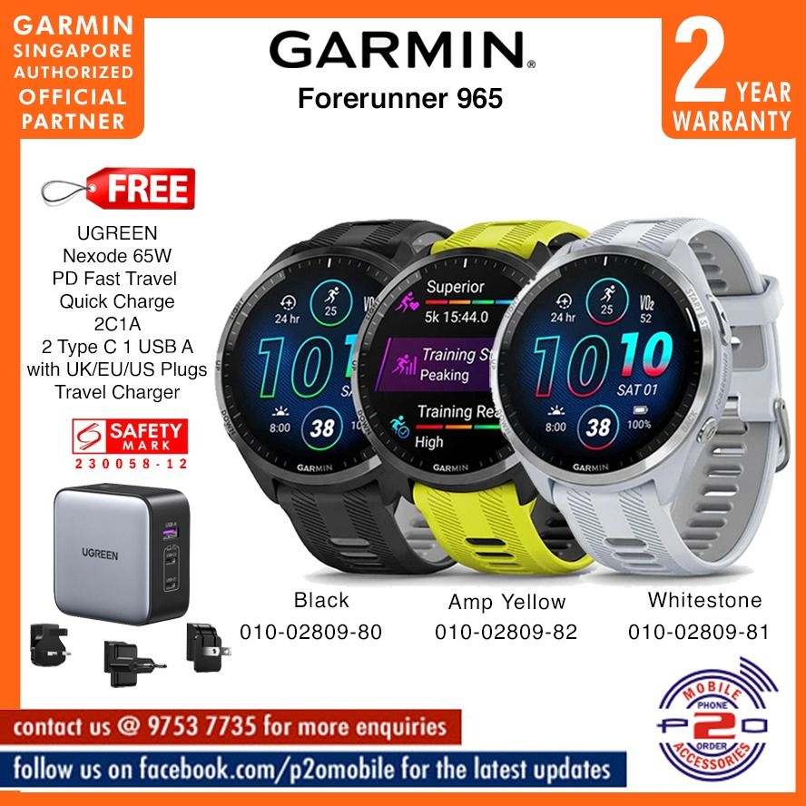 Garmin Forerunner® 965 Running Smartwatch, Colorful AMOLED Display,  Training Metrics and Recovery Insights, Amp Yellow and Black 