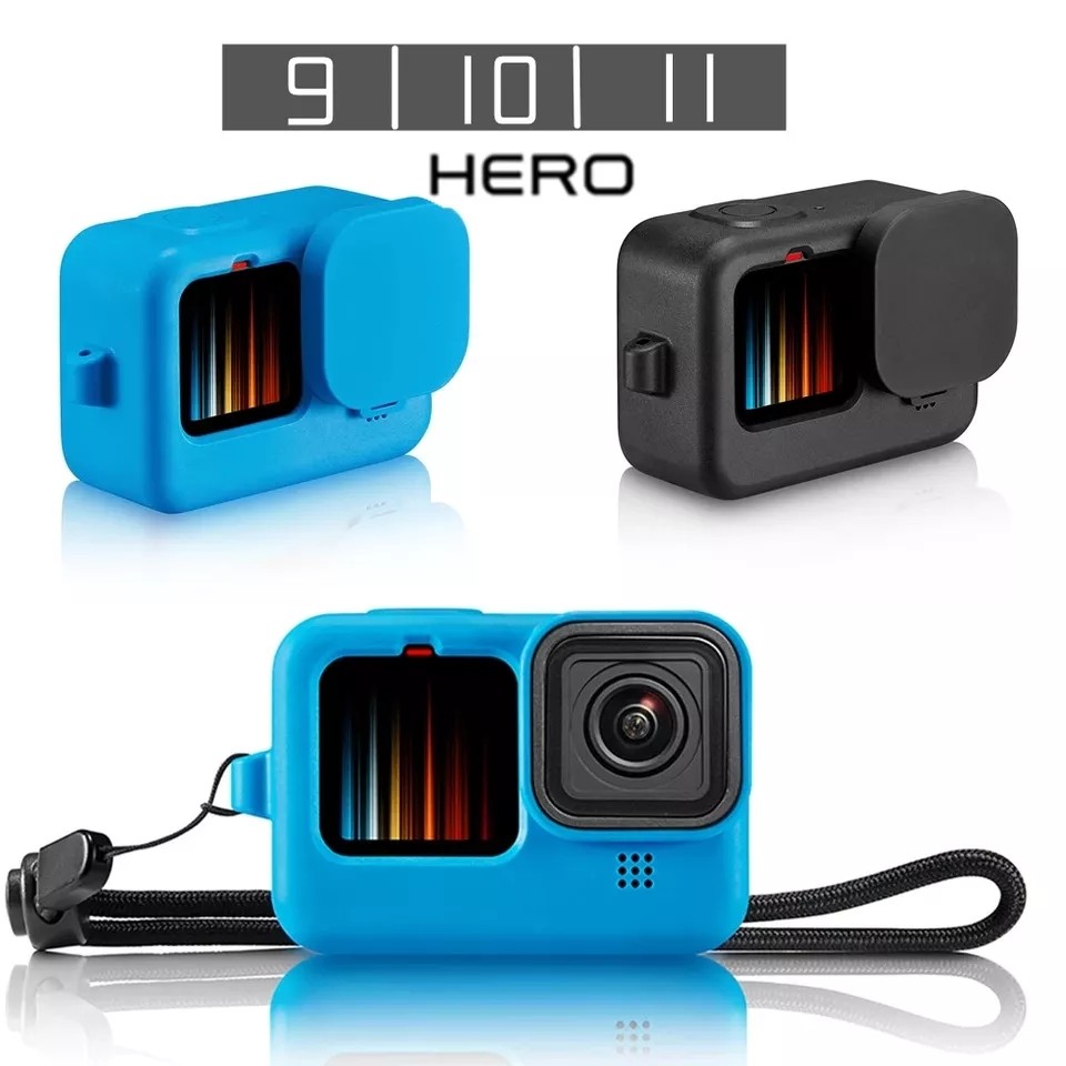 Gopro Hero 9 10 11 Action Camera Silicone Cover and Len Caps - Black Blue  Colour, Photography, Photography Accessories, Other Photography Accessories  on Carousell