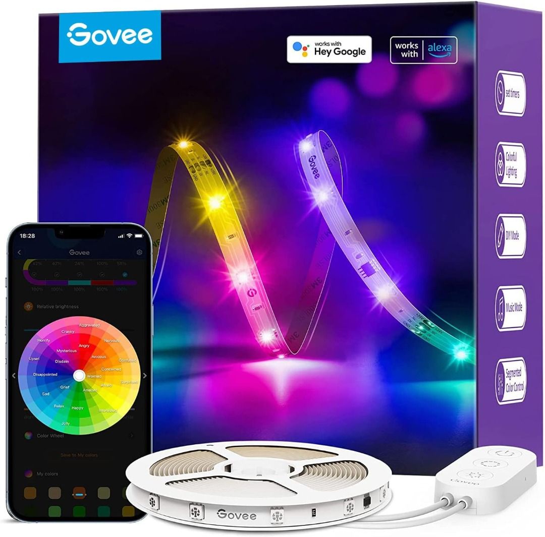 Govee LED Strip Light 5m, Works with Alexa and Google Assistant, Smart  RGBIC WiFi APP Control Music Sync 5m LED Lights for Bedroom, Party, Gaming  Room, Furniture & Home Living, Lighting 